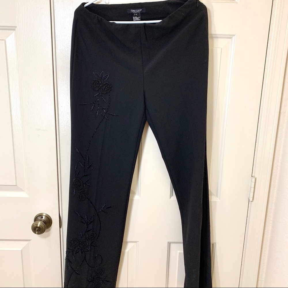 CHIC BEADED BLACK PANTS SIDE ZIP SIZE 6